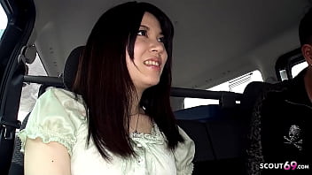 Shy Japanese Teen Madoka Araki seduce to Suck Stranger Cock in Car