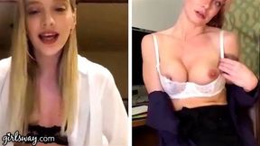 GIRLSWAY Kenna James And Her Boss Masturbate Remotely During The Quarantine