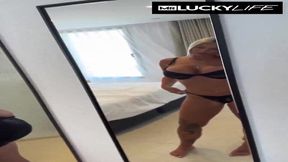 Busty blonde Cameron Cohen sucks and jerks off a thick tool in Mallorca