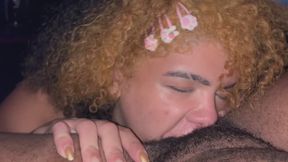 My trans girlfriend gave me a blowjob and made me cum hard, I returned the favor by sucking her dick.
