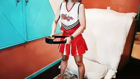 Busty married woman in cheerleader outfit does hardcore workout