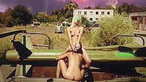 Two Sexy Cosplayer Play With Pussy And Squirt During War