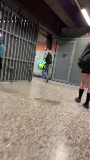 Slim blonde girl gets spied on in a candid upskirt moment