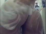 BabyGirl Gets Soapy + Oils Shaved Pussy