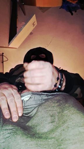 Husband with big cock plays in the basement during spring cleaning...
