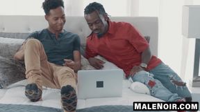 MaleNoir.com - Frisky Koji's jerk off ends with my helping hand for cumshot