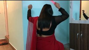 Asian Nepali babe in red saree creampied and fucked