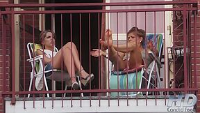 Foot Spy Enjoys Making A Video Of Matures Enjoying Their Balcony