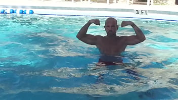 INTENSE SHADOW BOXING IN THE POOL