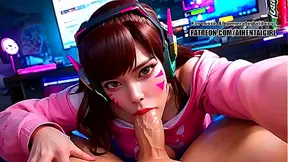 Overwatch Dva cosplay POV Blowjob Titty Fuck