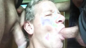 Amateur Threesome Blowjob with Cum Facial