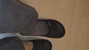 I ake off my shoes and socks and you can see my bare feet and toes up close
