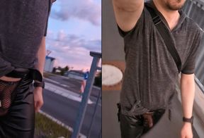 Gay man walks on the street in Thong!