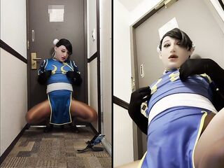 After Cosplay Event, femboy makes self joy with teat. CD, JPN, sissy, crossdresser.