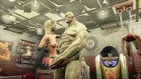 Fallout ogre zombie uses his slaves as rough sex toys