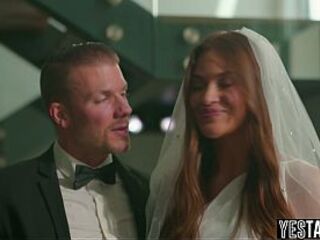 Breasty Latin chick bride girl gets her bushy cunt pounded in public by the groom