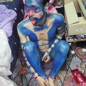 Masturbating in a Painted Suit