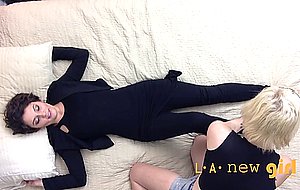 Lesbian fucked in the ass during girl massage