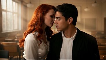 Ep 4- Jessica R. is a very sexy redhead university professor who rewards her best student after class with her pussy- porn in Spanish-adio in Spanish