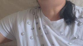 Passionate Smoking Relaxation in a White T-Shirt.
