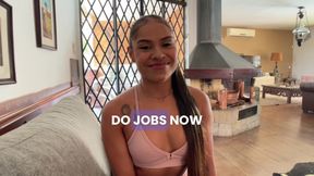 Big Booty Latina Came for Casting, Endeds up on Her Knees! Sloppy Rimjob and Cum Swallow - pov blowjob