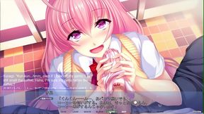 Stepbrother Seduction – Big-Titted Eroge Girl Gives Handjob in School Bathroom Voyeur Scene