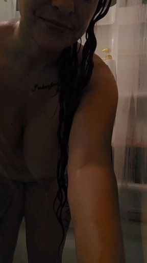 Shower dildo sucking, fucking, riding, and a finger in my tight ass