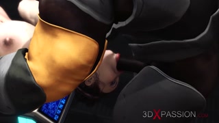 Extreme fuck. A super sexy brunette in cuffs gets fucked by BBC in the sci-fi lab