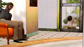 Wife cheats on her cuckold husband at the bank near him because of a loan Hentai 3D Anime