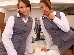 Incredible Japanese chick Mai Yuzuki, Saki Asahina in Exotic Foot Job, Office JAV scene