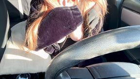New Long Car ride with Artemisia Love Flashing her horny juicy big boobs Long hair Fetish hard nipples