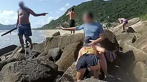 She sucks and rails in the backside in front of everyone