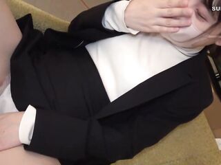 Insatiable brunette from Tokyo is about to get banged in a hotel room, until she cums