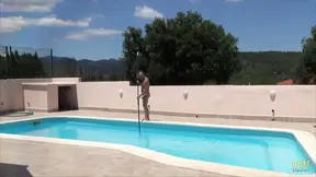 Lovely Spanish couple fucks in their Barcelona pool