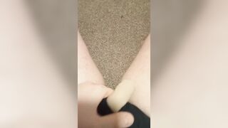 FTM stroking and jerking off with packer