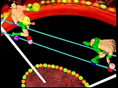 Gay animated circus performers are so close they slide it up the butt