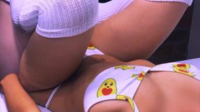 The stepdaughter had a seductive look that made him feel