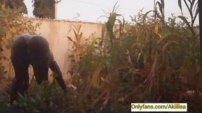 Village girl AKIILISA harvesting crop in the garden/Tshirt and panty sexy ass