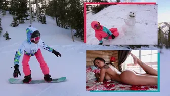 Amia Miley builds a snowman then bounces her big ass on Miles Long