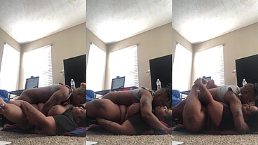 Black Lesbians Tribbing on the Floor