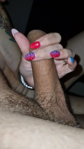 I suck my boyfriend. Then he fucks me. Nice to fill my cunt. I suck his cock clean. Creampie