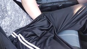 in the car in the parking lot, my mother-in-law jerks off my dick