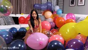 Mass Balloon Pop Compilation #1 starring Summer Raez, Sushii Xhyvette, Sydney Paige, & Ziva Fey - 720 hd