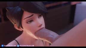 Tracer sucks a big dick (overwatch porn, porn animation)