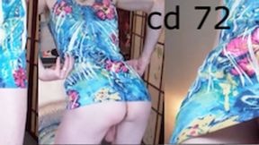 Heteroflexible K crossdressing 72: slender fit older hung transvestite colorful mini dress tease