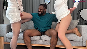 Stella and Alex Have Interracial Anal Pantyhose Sex FFM Threesome With Lucy Black Guy