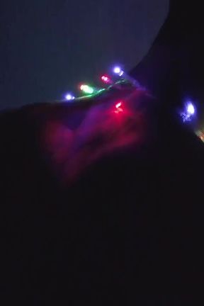 Jerking off in Christmas Lights