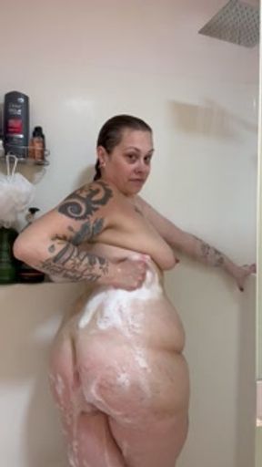 BBW MILF stepmom showers for stepson your pov