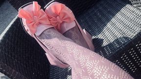 Mopping the kitchen in my pink Mary Janes
