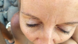 Continue sucking cock and take facecum